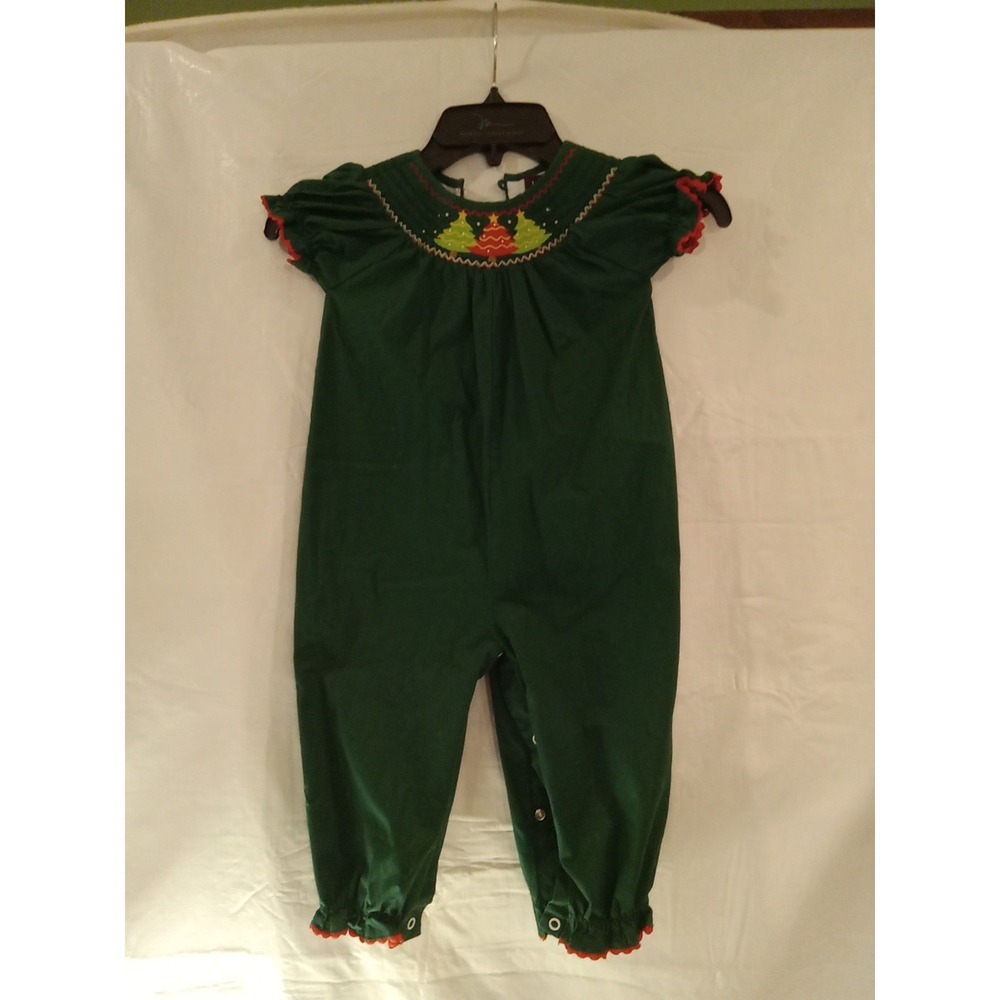 Lil Cactus Girls Smocked Christmas Romper 2t A22